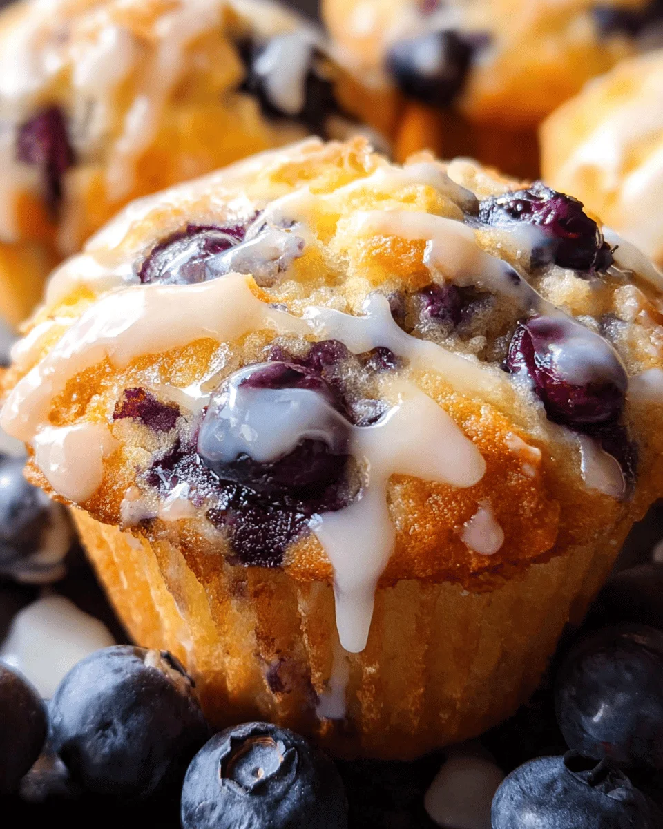 Blueberry Muffins Recipe with Lemon Glaze