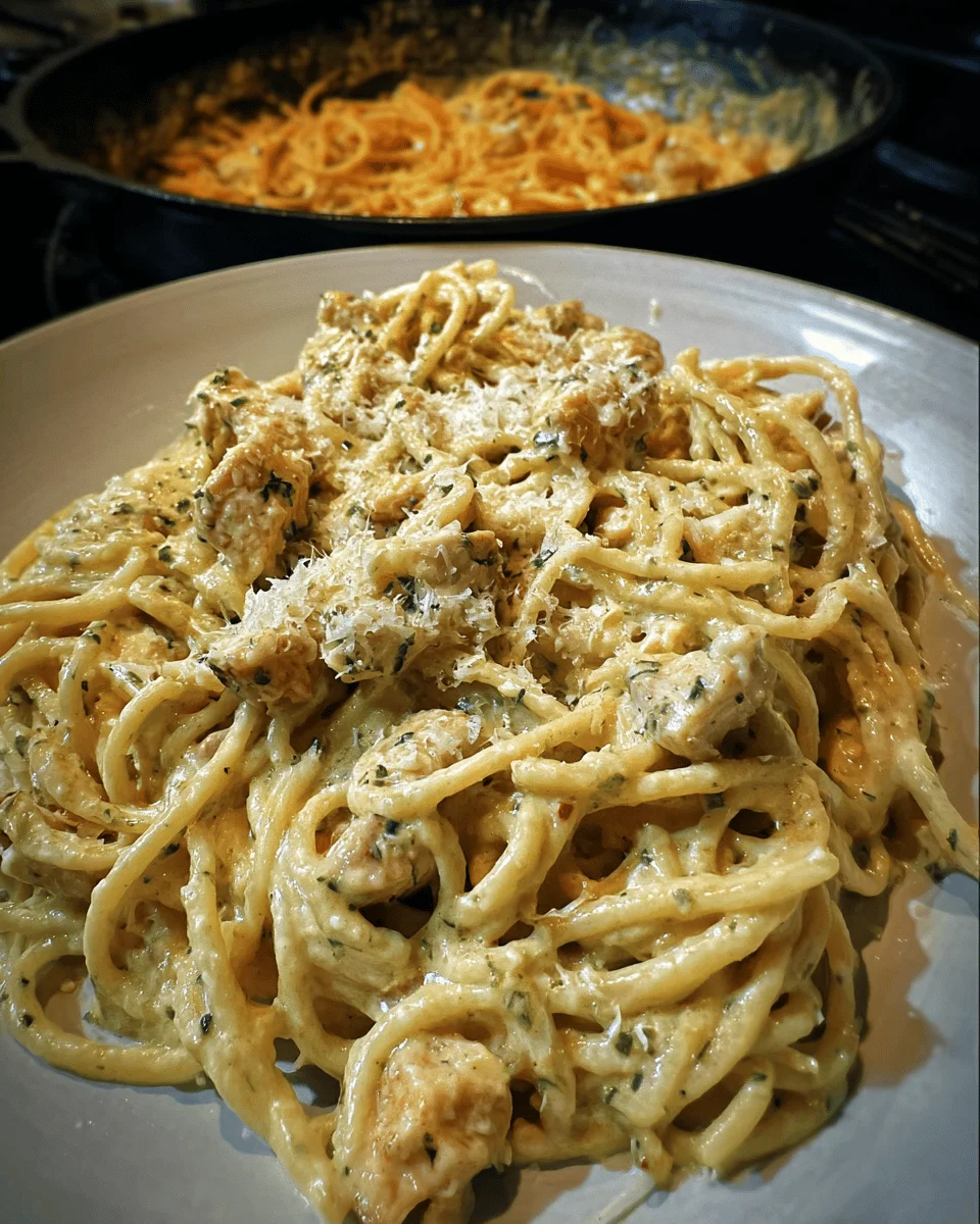 Cheesy Garlic Parmesan Chicken Spaghetti