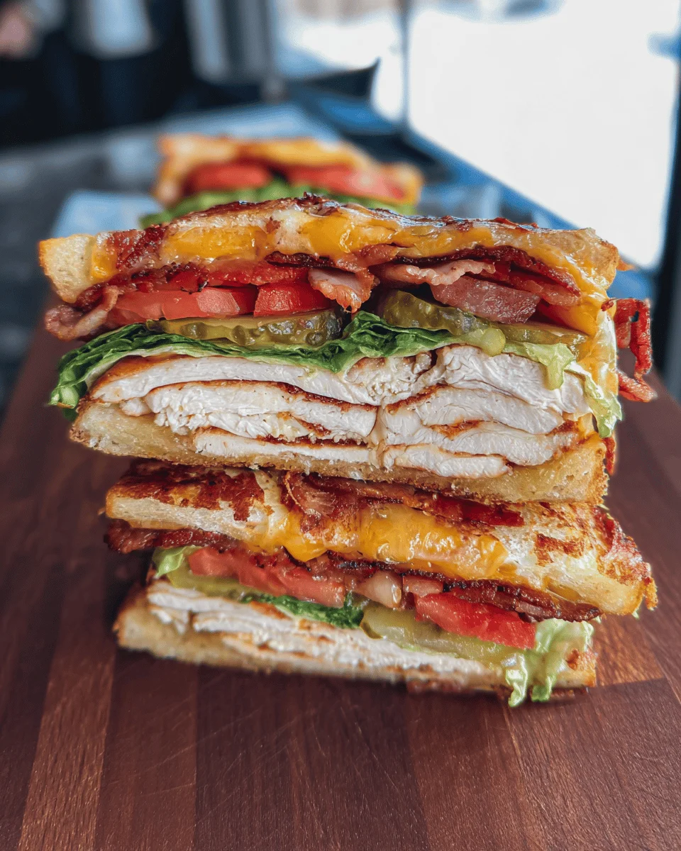 Cheesy Pickle Club Sandwich