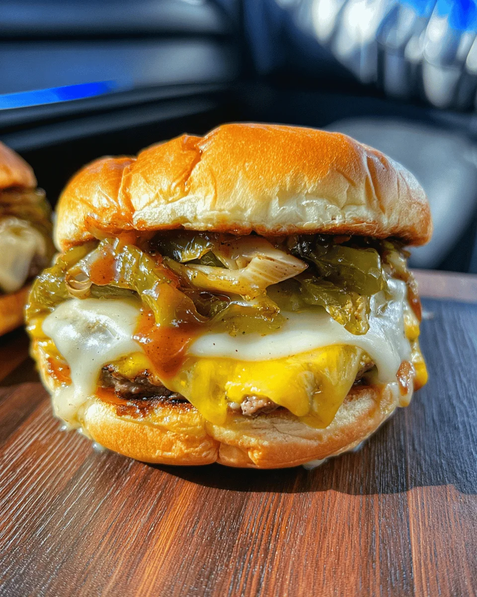 Double Cheeseburger-Stuffed Onion Bombs with Fiery Green Chilis & Smoky Chipotle Sauce