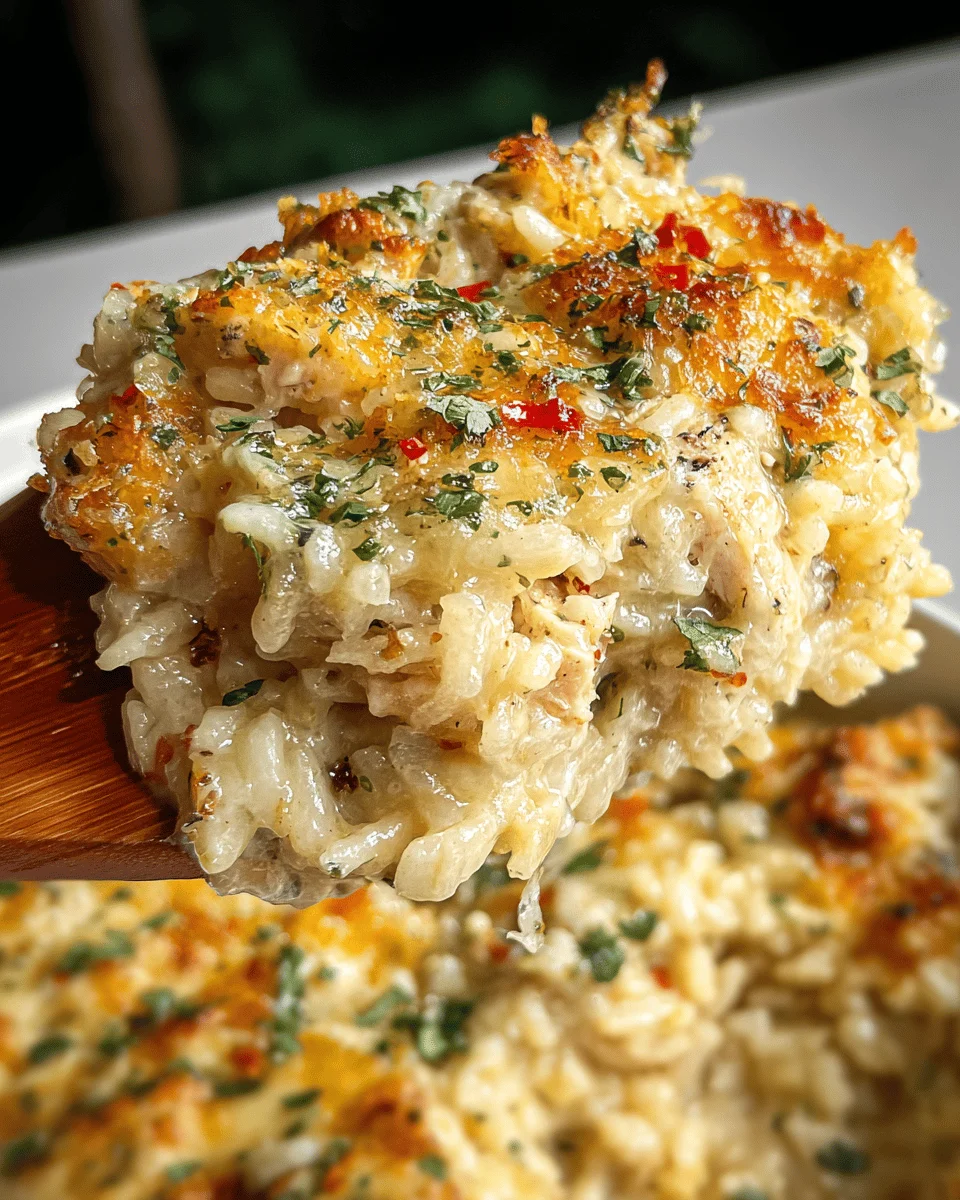 Garlic Parmesan Chicken Rice Casserole