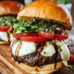 Garlic Pesto Caprese Burgers
