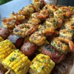 Grilled Seafood Boil Skewers with Crab Boil Garlic Butter