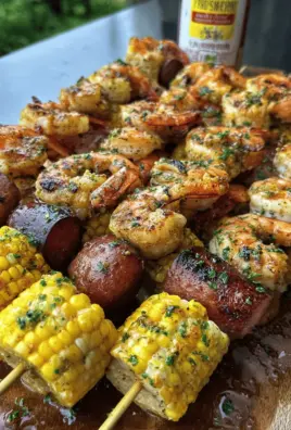Grilled Seafood Boil Skewers with Crab Boil Garlic Butter