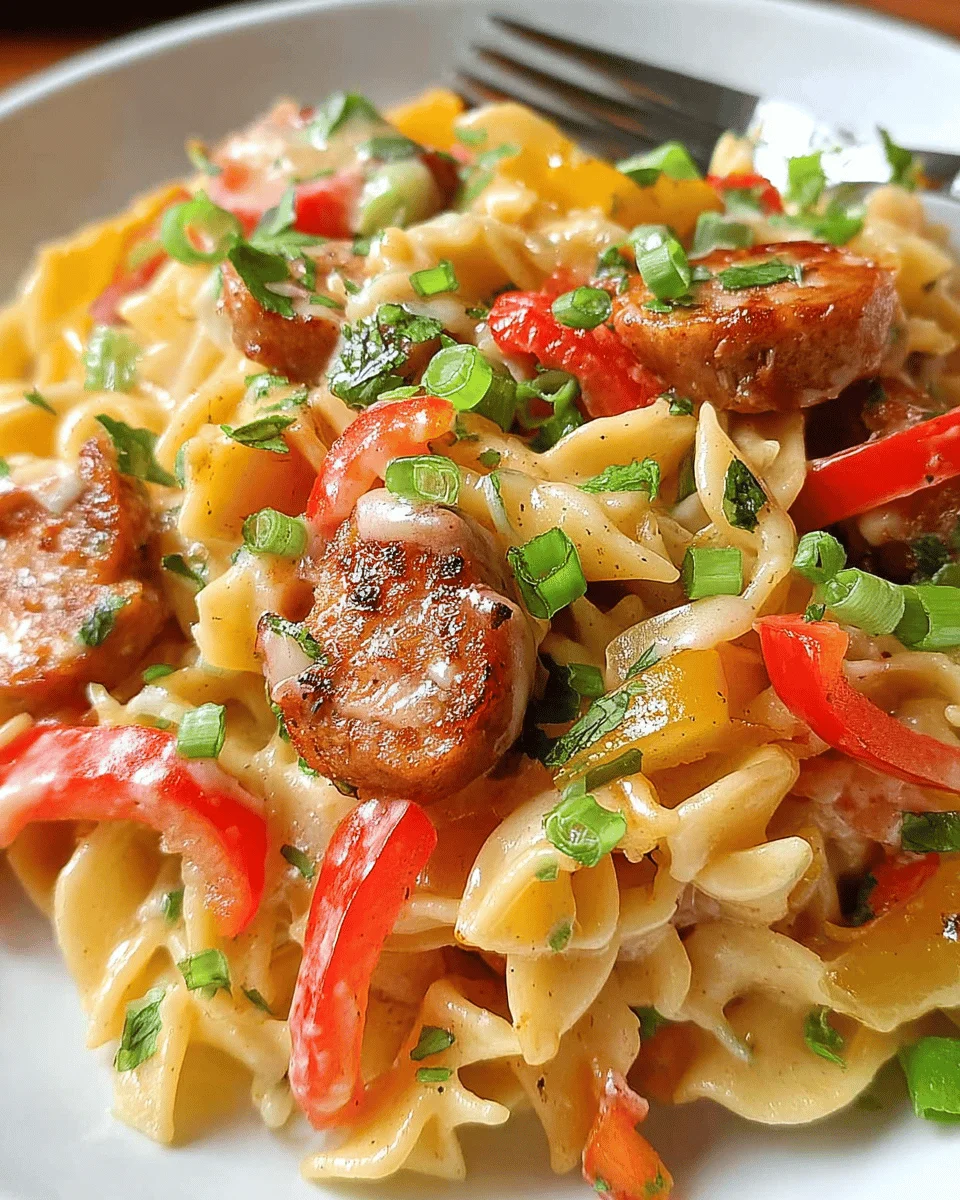 One Pot Cheesy Sausage and Peppers Pasta