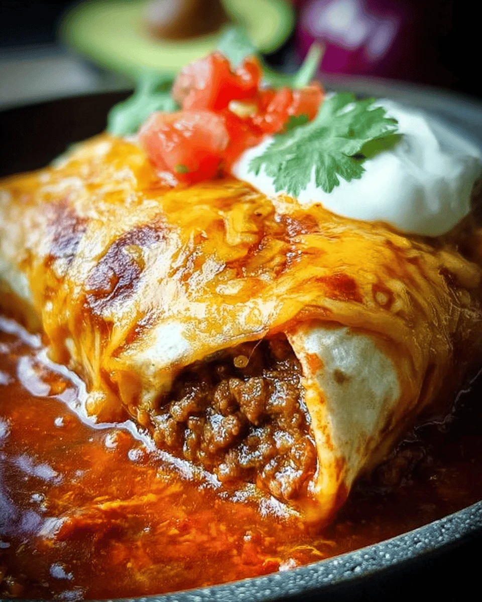 Smothered Ground Beef Burritos