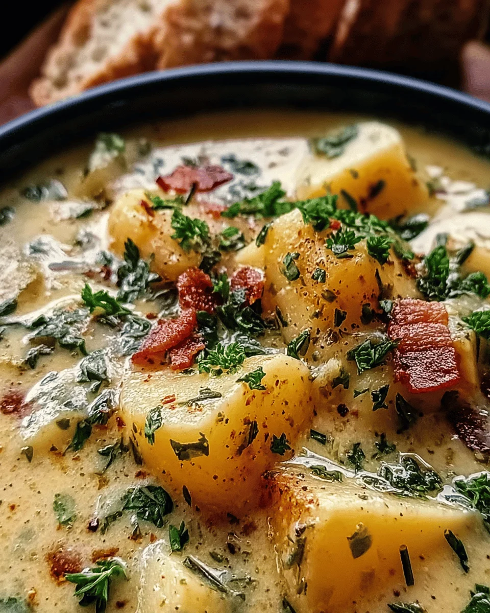 Hearty Cheddar Garlic Herb Potato Soup Recipe